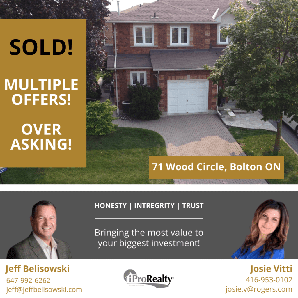 SOLD! 71 Wood Circle Boton, Ontario